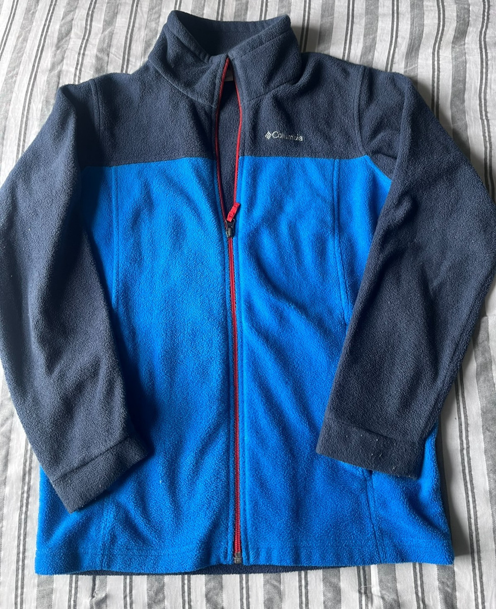 Columbia Boys Steens Mountain II Full-Zip Fleece Jacket Size L 14/16 Blue/Navy